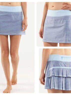 NWT Lululemon Run Pace Setter Skirt Regular Caspian Blue - Size 10